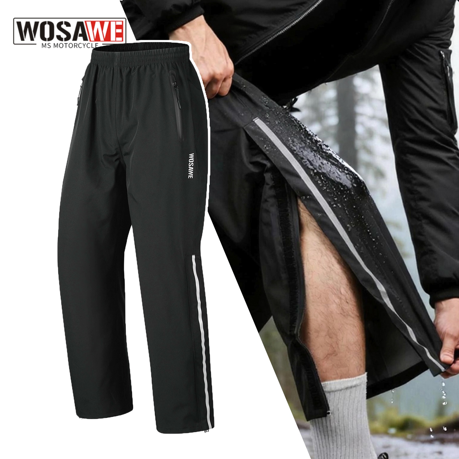 Fishing Pants Waterproof - WOSAWE Pantaloni antipioggia antivento uomo donna