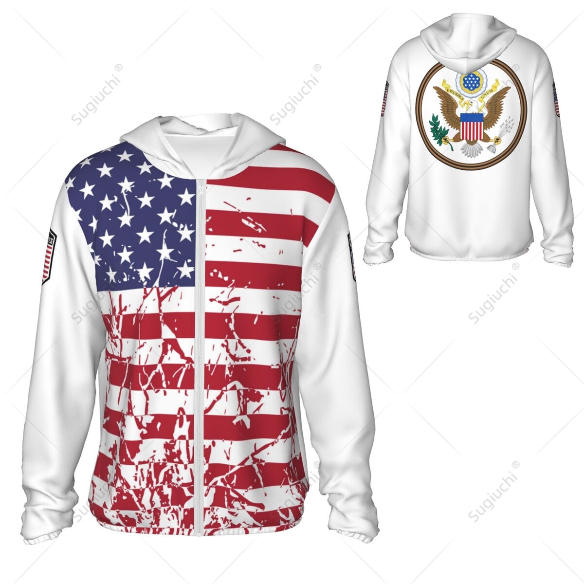 Fishing Hoodie - Felpa con Cappuccio Protezione Solare Bandiera